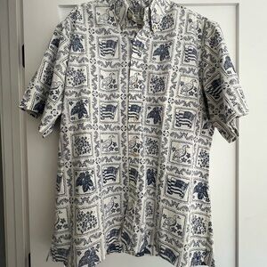Reyn Spooner Blue and White Casual Button Down Shirt
